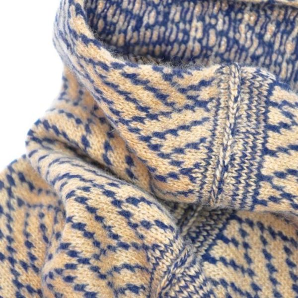 Woodblock navy camel Cashmere Cowl (3)
