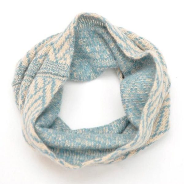 Woodblock teal fawn Cashmere Cowl (2)