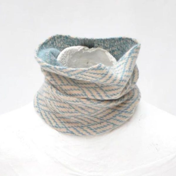 Woodblock teal fawn Cashmere Cowl