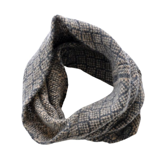 Camel and Charcoal Tiles Cashmere Cowl 2